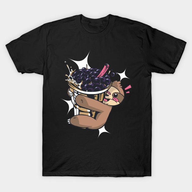 Cute Sloth for Bubble Tea Lovers T-Shirt by EquilibriumArt